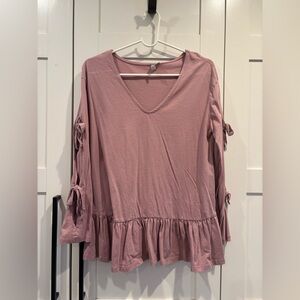 ASOS Maternity Mauve V-Neck Blouse with Ruffle Hem